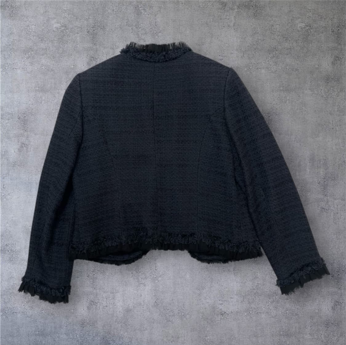 막스앤스펜서 M&S 딥네이비 노카라 프릴 트위드 자켓 12 상품이미지9