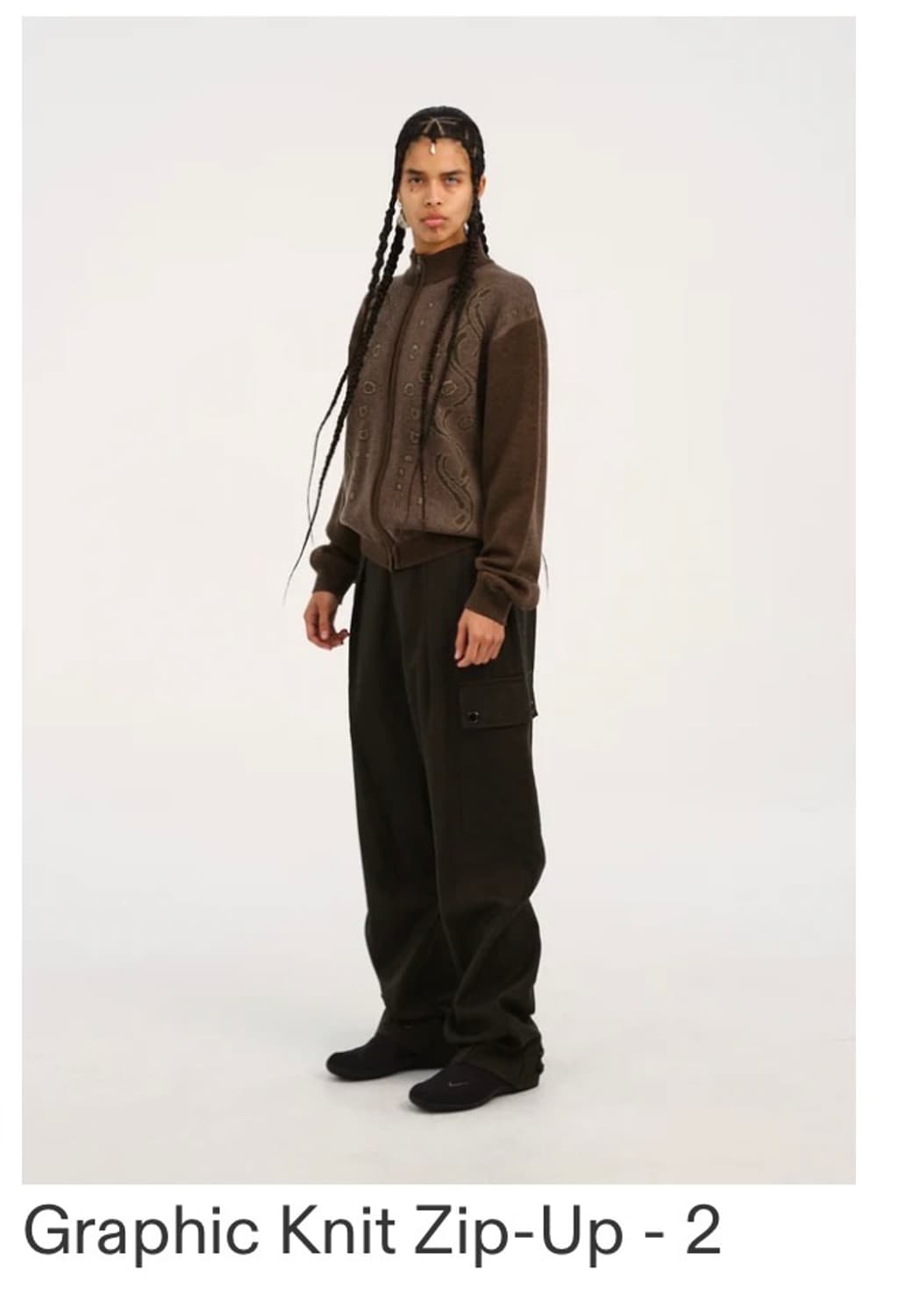 [2] 혜인서 그래픽 니트 집업 브라운 상품이미지1