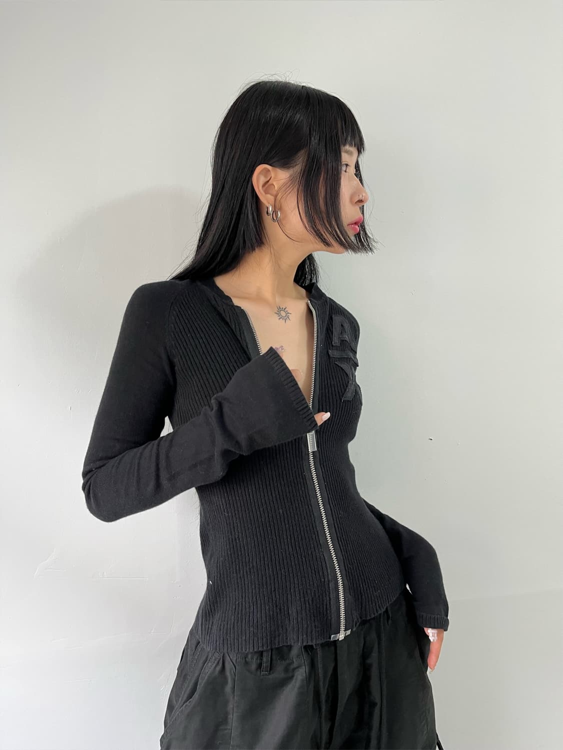 아르마니 익스체인지 슬림핏 골지 집업 상품이미지3