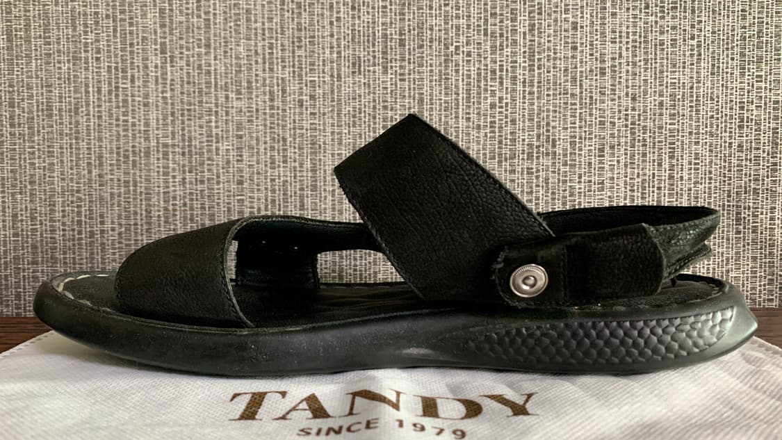 탠디 TANDY 남성 블랙 가죽 스트랩 샌들 슬리퍼 260 굽높이 2cm 상품이미지5