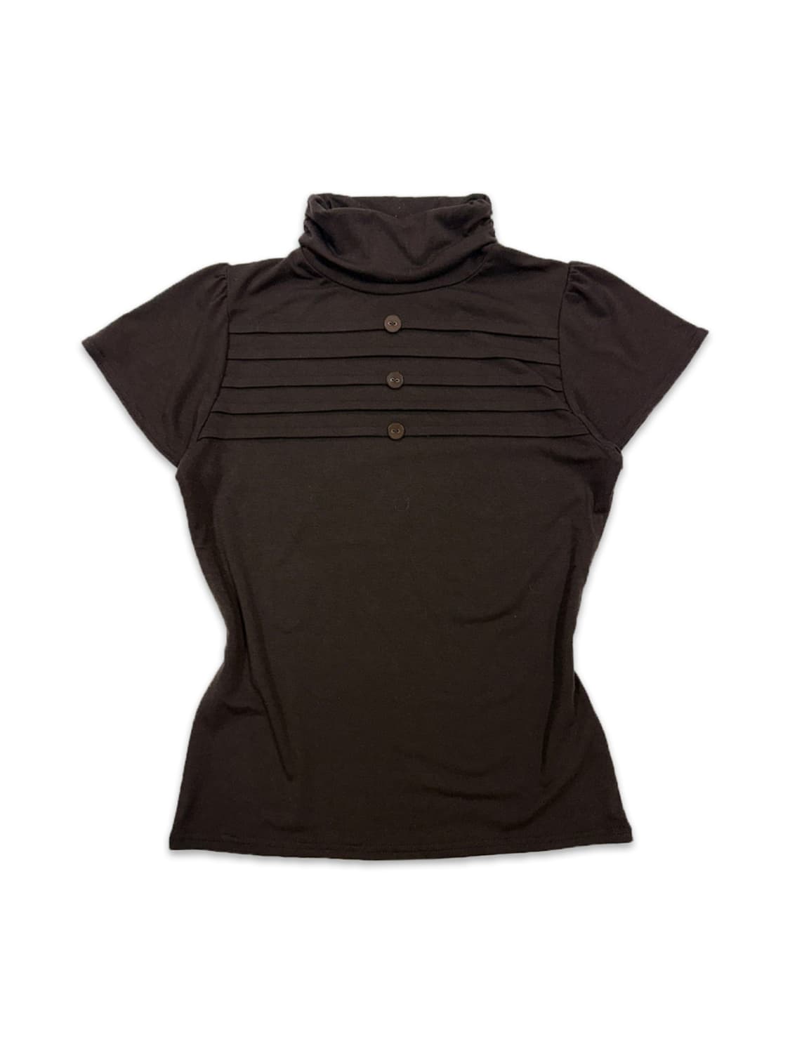 빈티지 브라운 포인트 단추 반팔 니트 상품이미지1