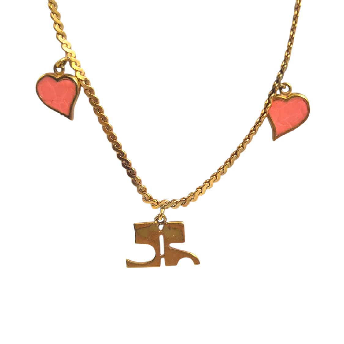 90s 꾸레쥬 핑크 하트 레이어드 초커 상품이미지4