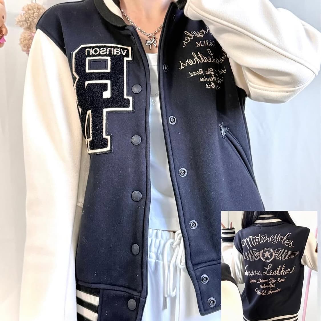 밴슨 모터사이클 바시티 자켓 상품이미지3