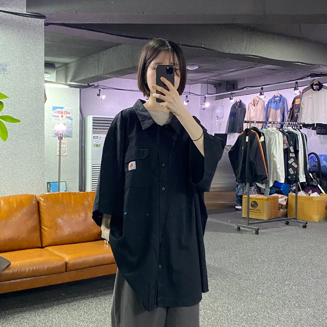 칼하트 투포켓 블랙 반팔 셔츠 B4419 상품이미지1