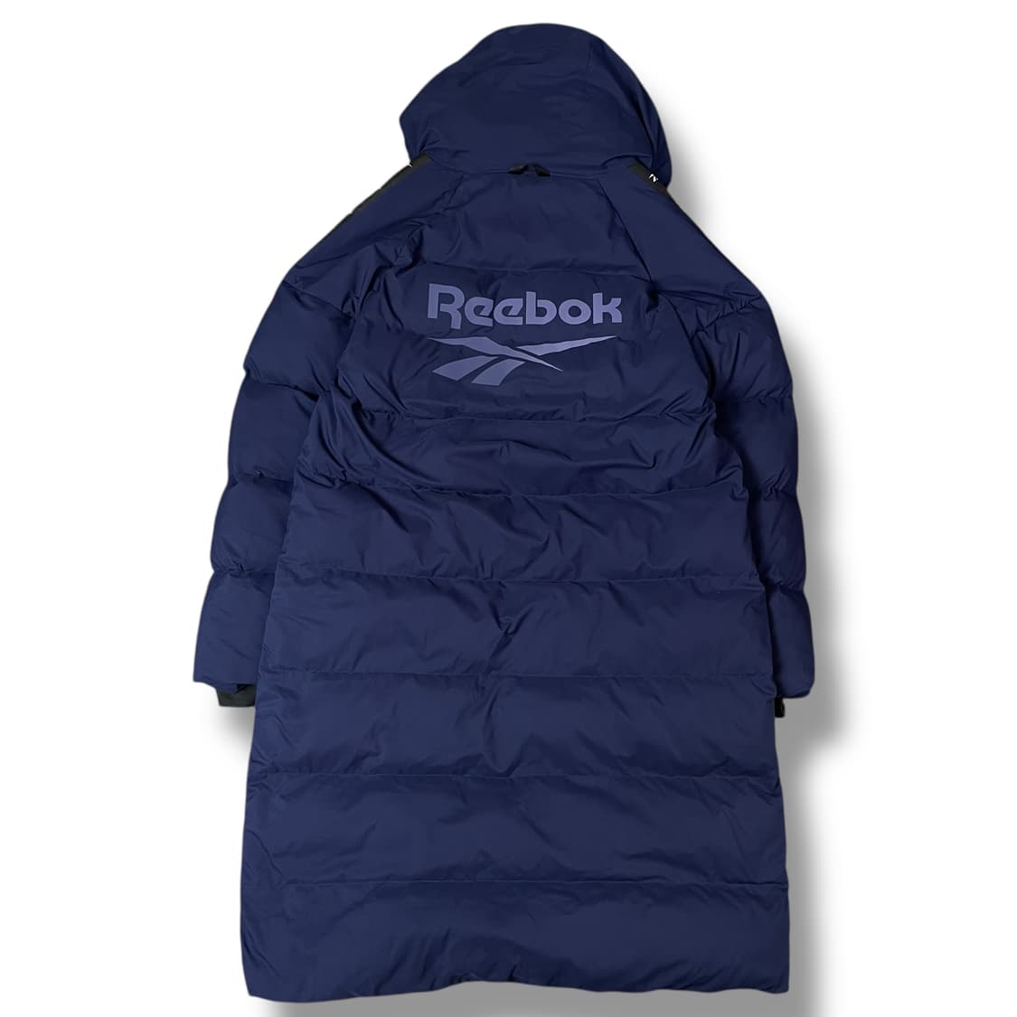 리복 로고 다운 네이비 후드 벤치 롱패딩 M 상품이미지2
