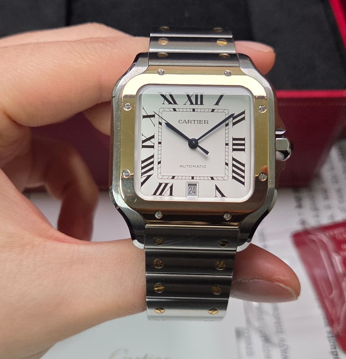까르띠에 산토스 신형 18k콤비 라지 오토매틱 풀셋 
 상품이미지1