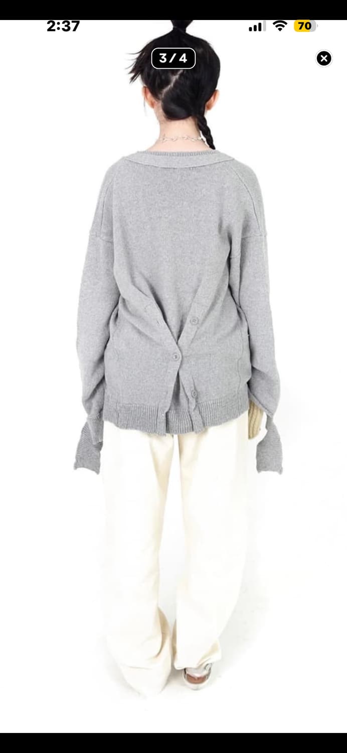 샵페어리 데미지 가디건 그레이  상품이미지2