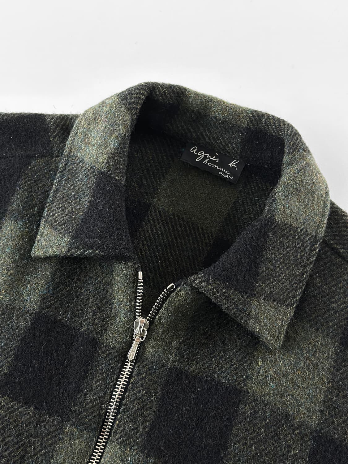 90s 빈티지 아네스베 옴브 버팔로 체크 울 집업 자켓 상품이미지4