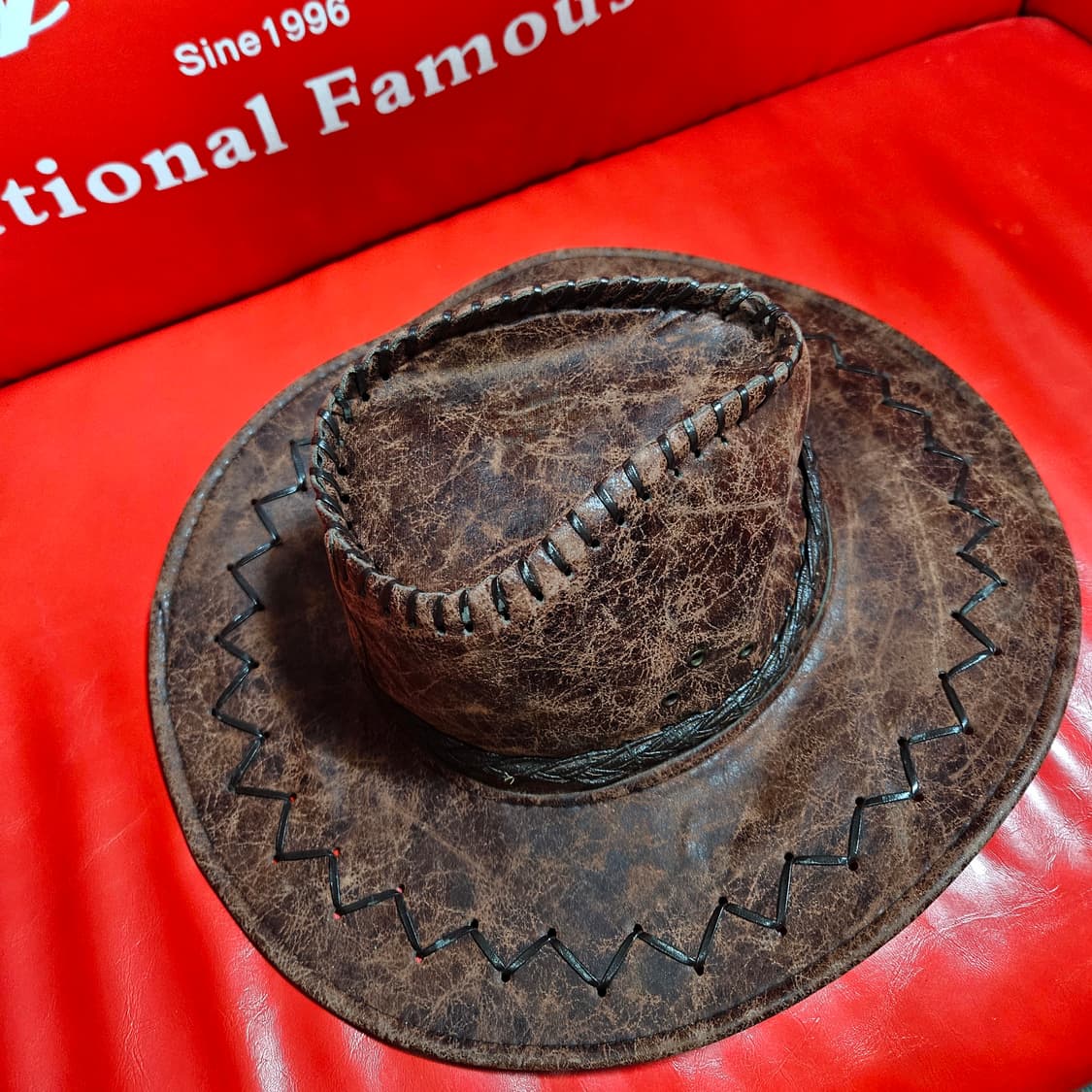 오스트리아 캥거루 가죽 스티치 웨스턴 페도라 57-58호 상품이미지6