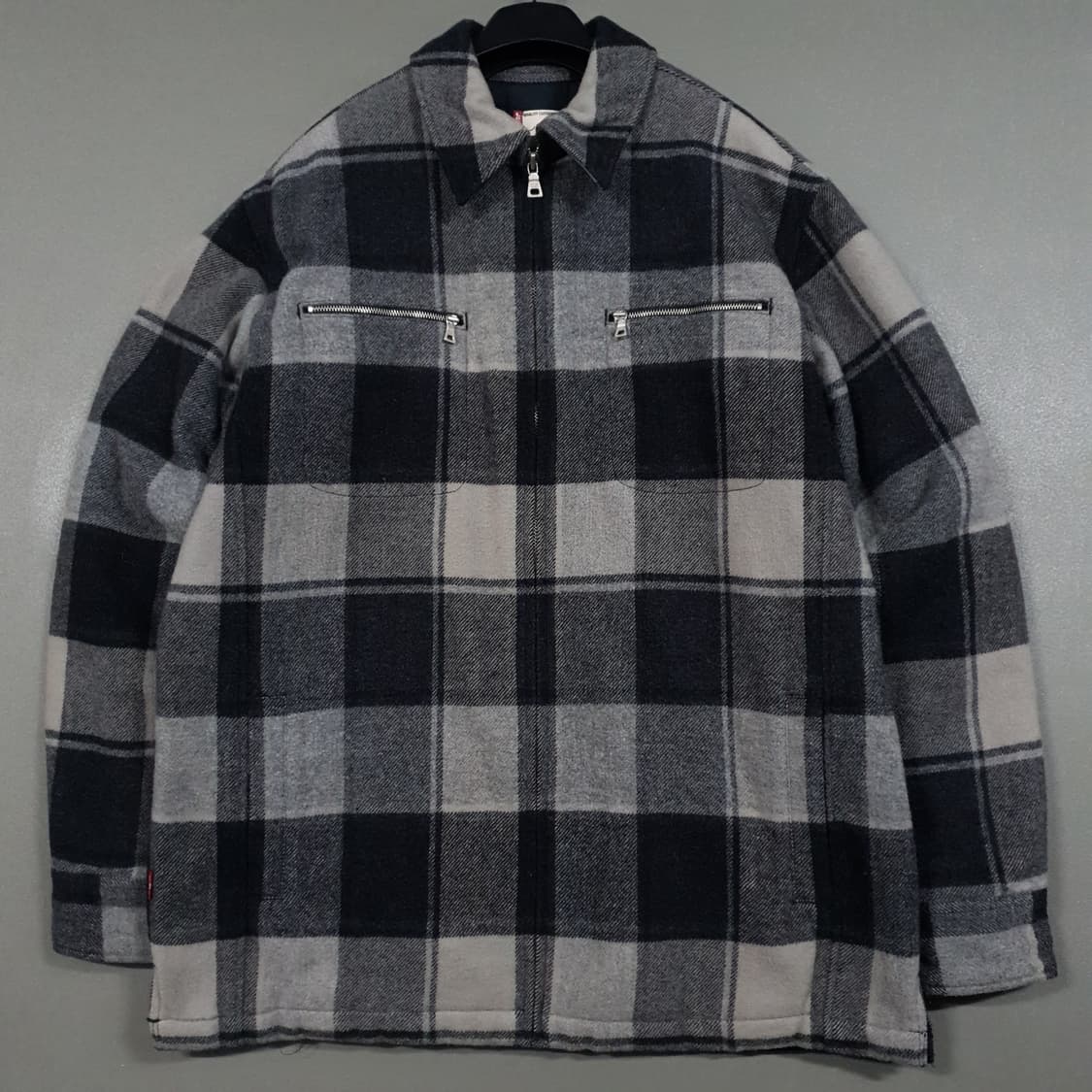 L) 리바이스 웨스턴 드리즐러 타탄체크 울 모직 블루종 집업 자켓 상품이미지1