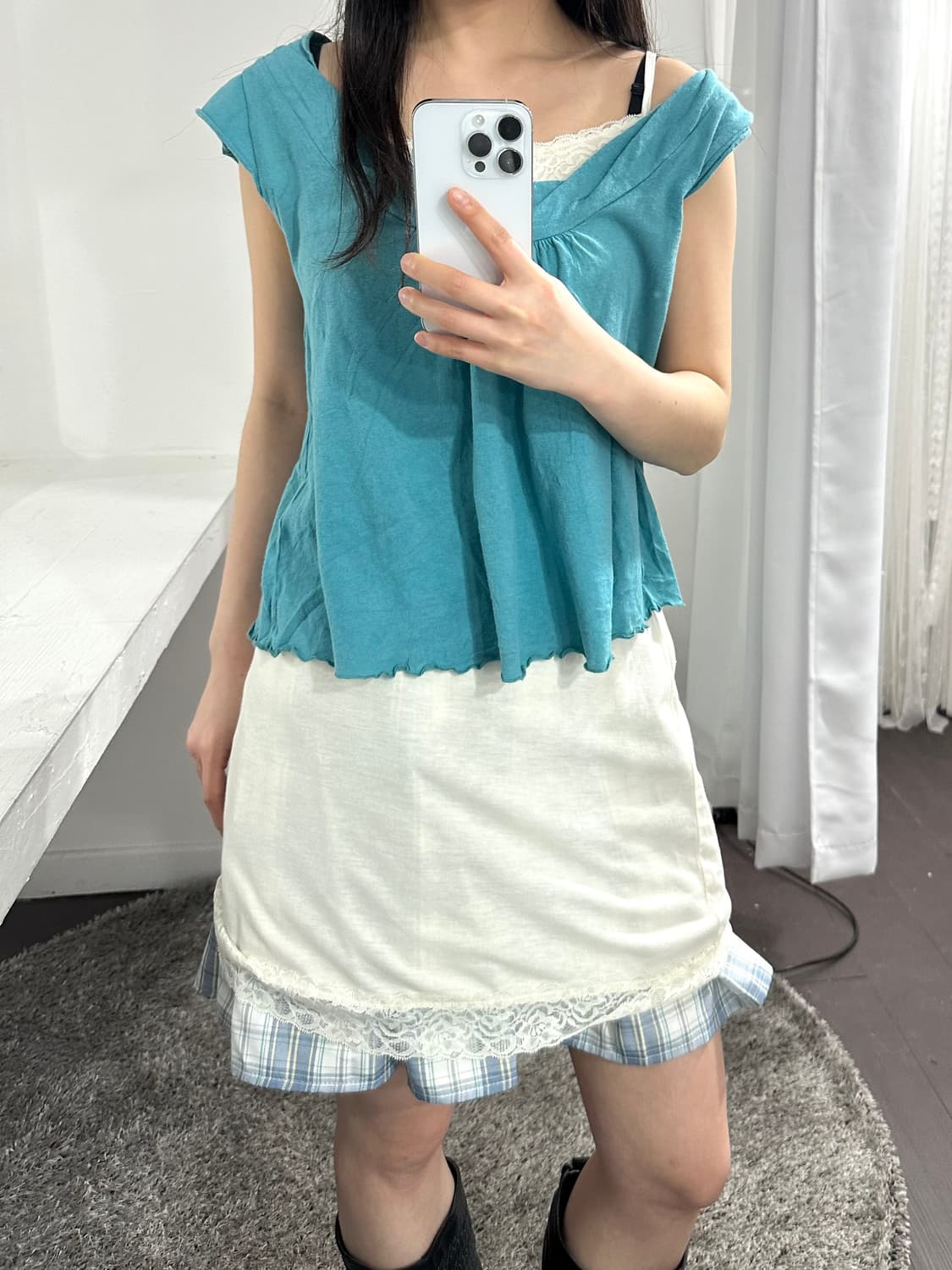 romwe check pleats skirt 상품이미지3