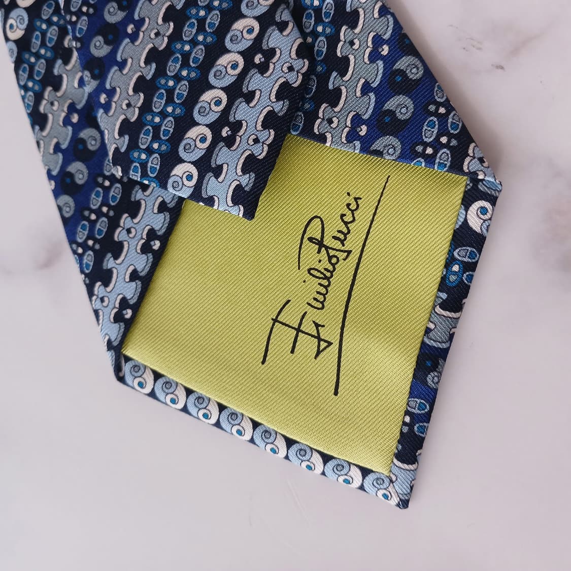 에밀리오 푸치 실크 블루 모자이크 넥타이 8.6cm A+등급 A19015 상품이미지6