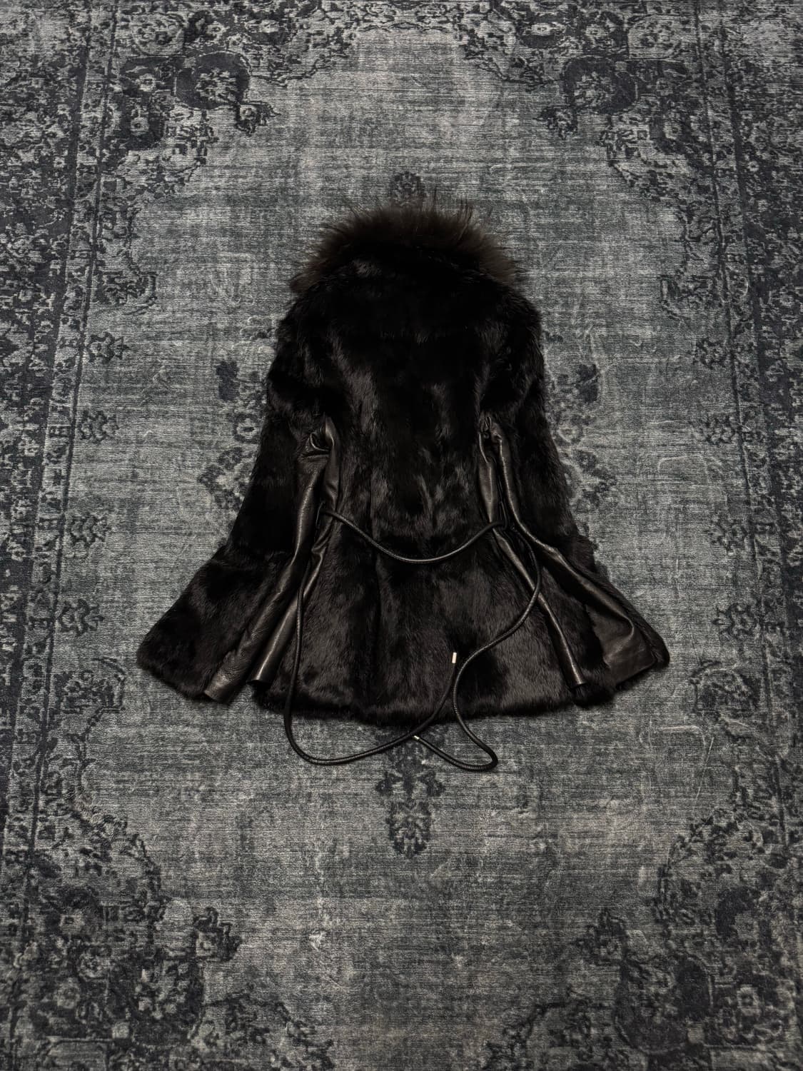 Unknown real fur trimming leather jacket 상품이미지6