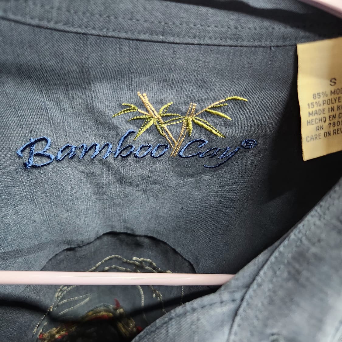 밤부케이 야자수 자수 모달혼방 반팔셔츠 S(L) 상품이미지5