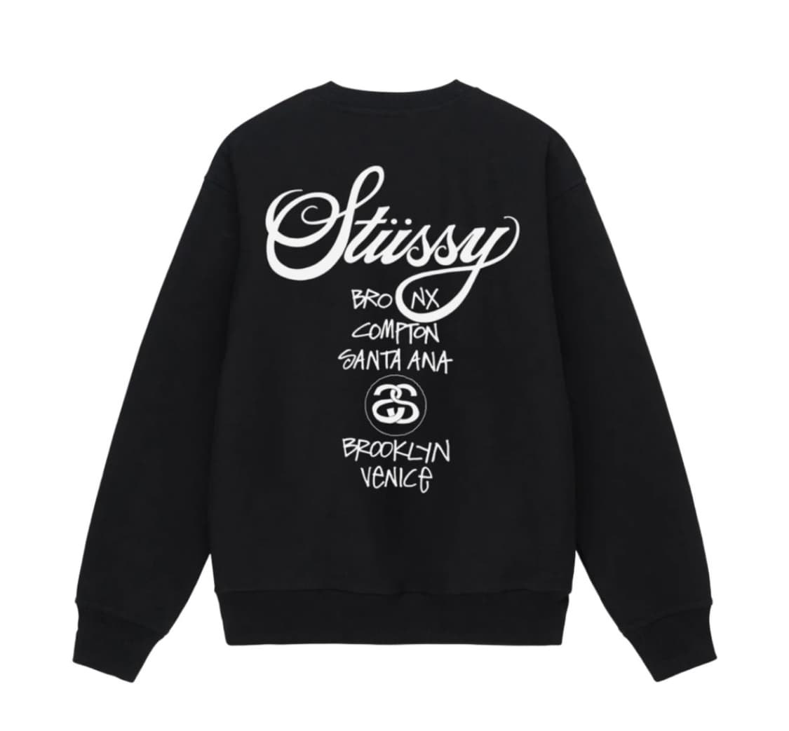 스투시 월드투어 맨투맨 크루넥 블랙 S 상품이미지2