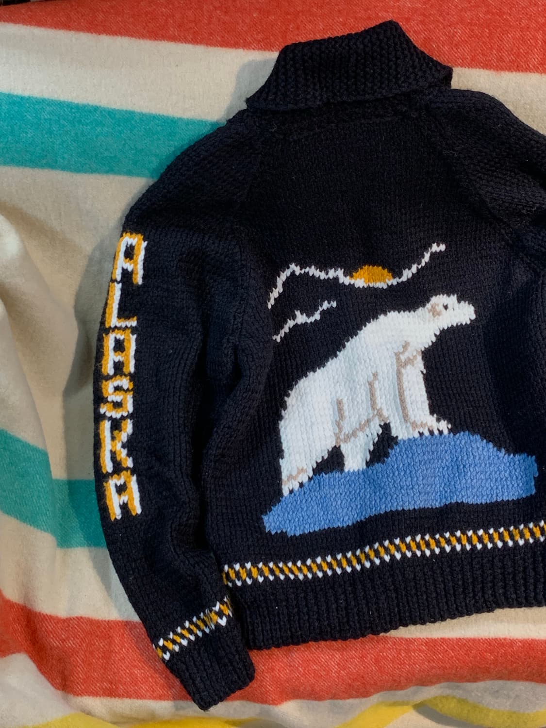 80s 핸드 니트 코위찬 집업 스웨터 ALASKA 상품이미지1