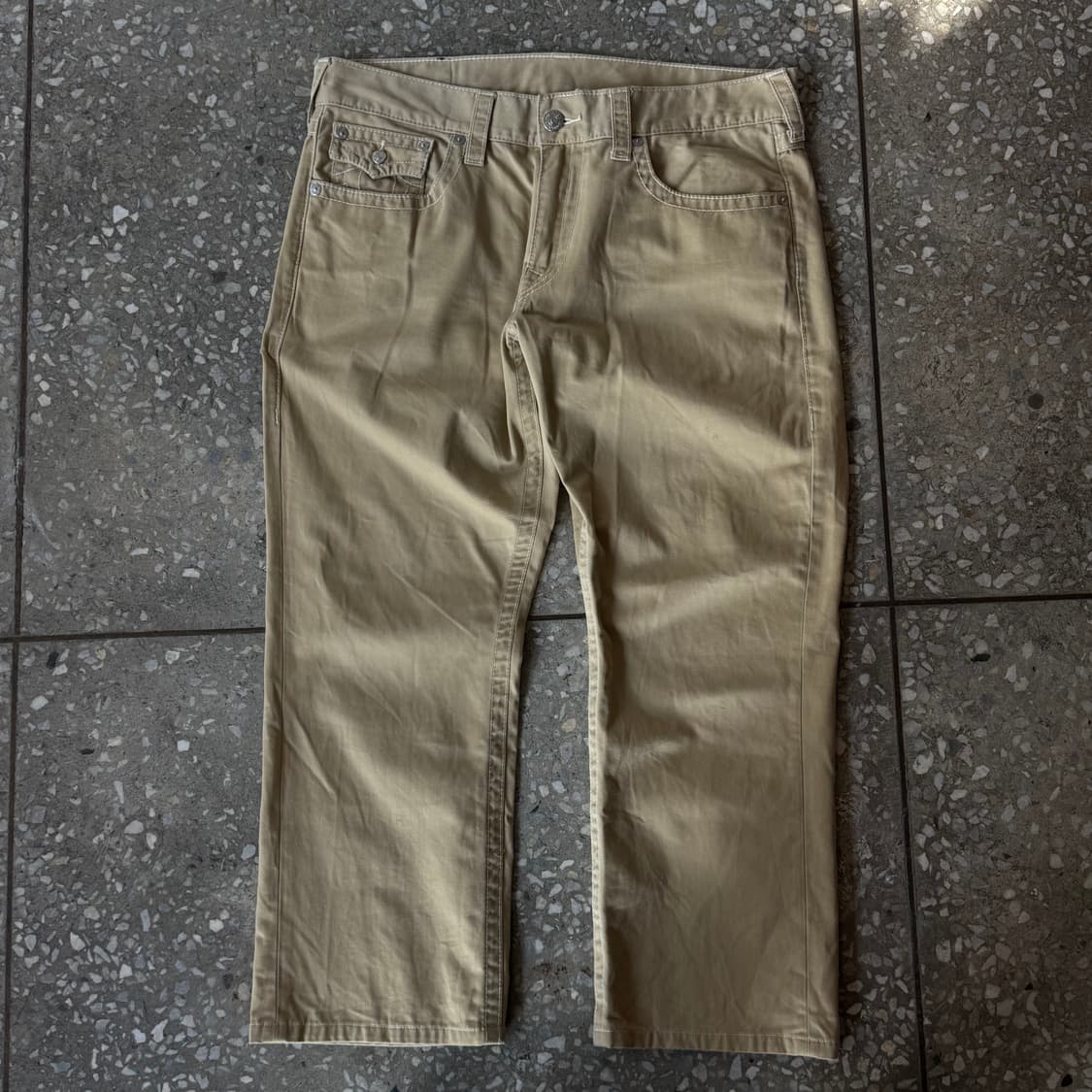 트루릴리전 베이지 코튼 스트레이트 팬츠 36 상품이미지2