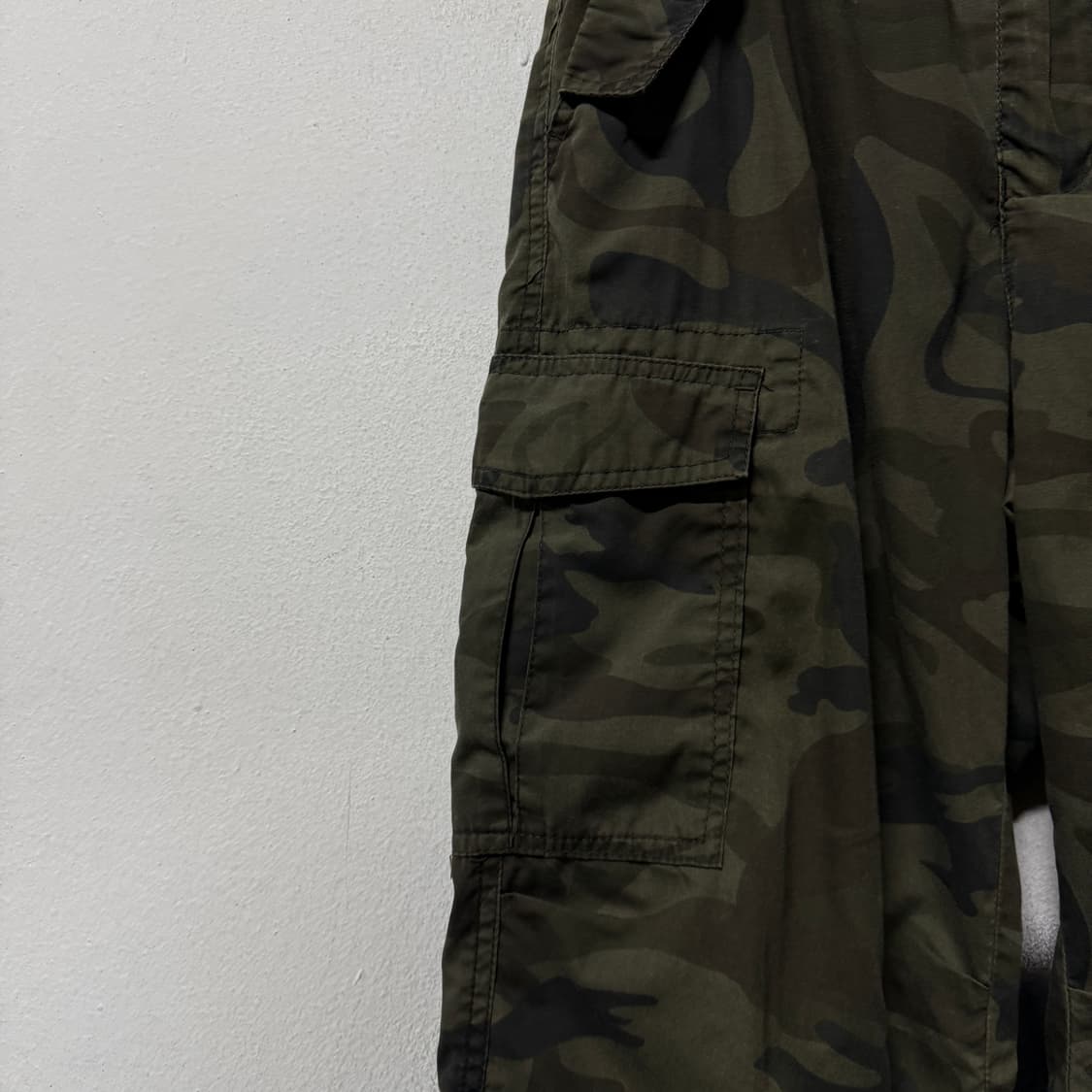 VTG 빈티지 우드랜드 카모 밀리터리 밴딩 와이드 카고 팬츠 상품이미지4