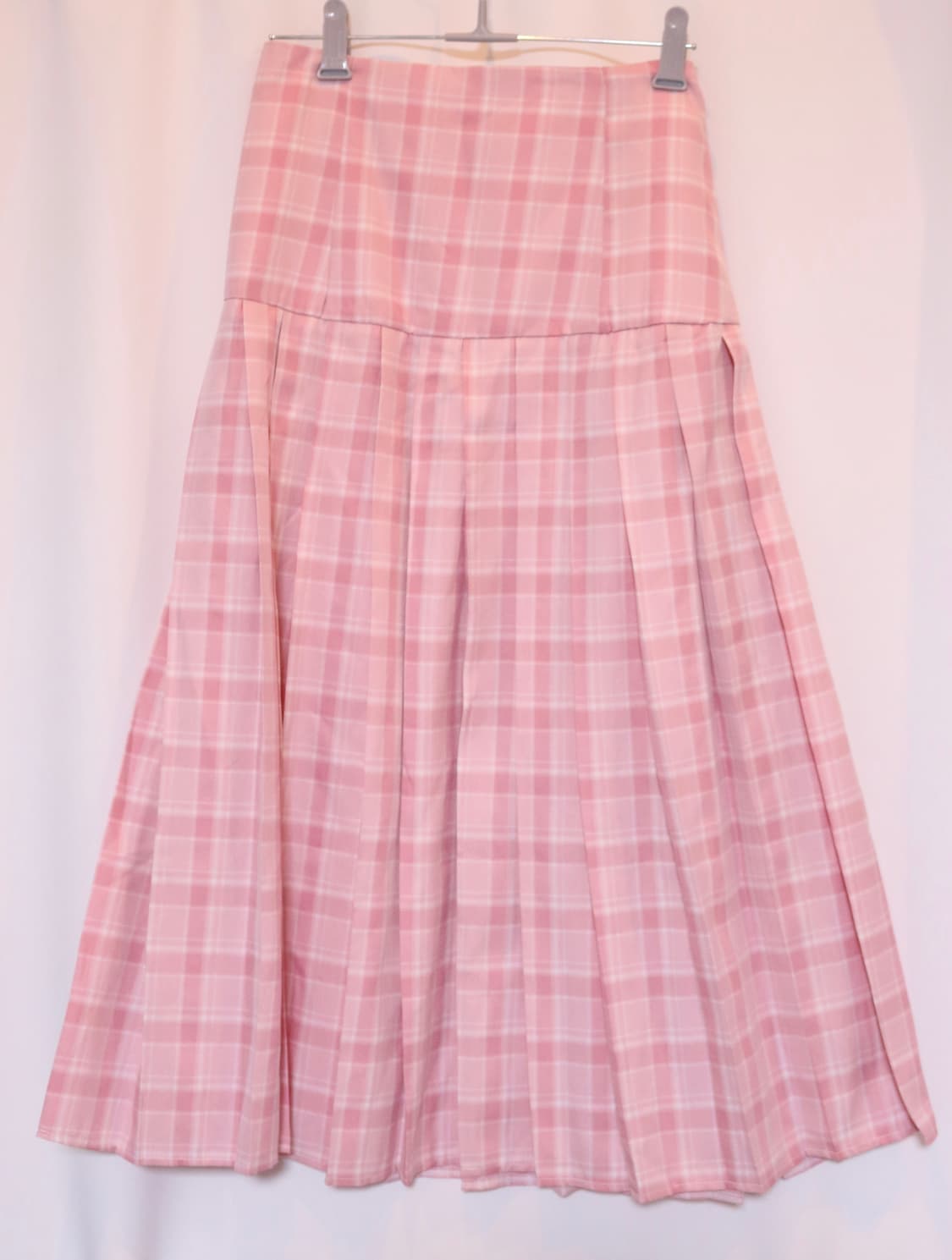 모리걸 핑크 체크 롱 스커트 상품이미지1