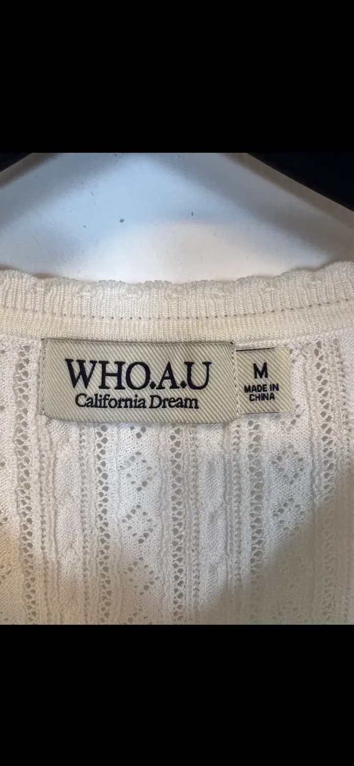 O132 WHO.AU 화이트 레이스 반팔 가디건 M 상품이미지3