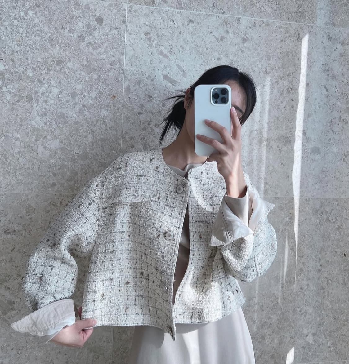 아이보리 색상의 트위드 자켓 상품이미지8