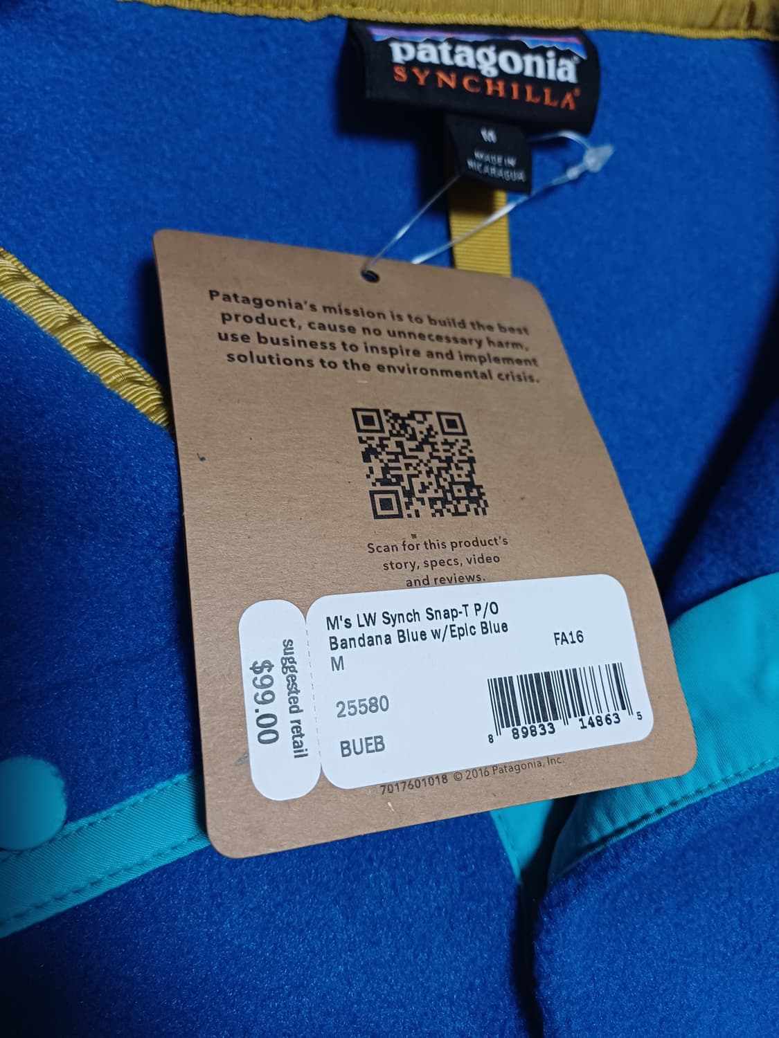 🇳🇮 [M] 파타고니아 신칠라 스냅티 반다나 블루  상품이미지8