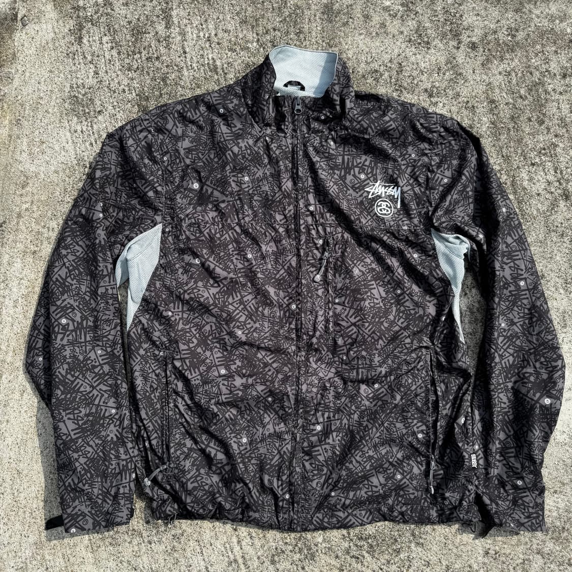 [M-L] Stussy 어센틱 로고 풀 프린팅 바람막이 자켓 상품이미지1