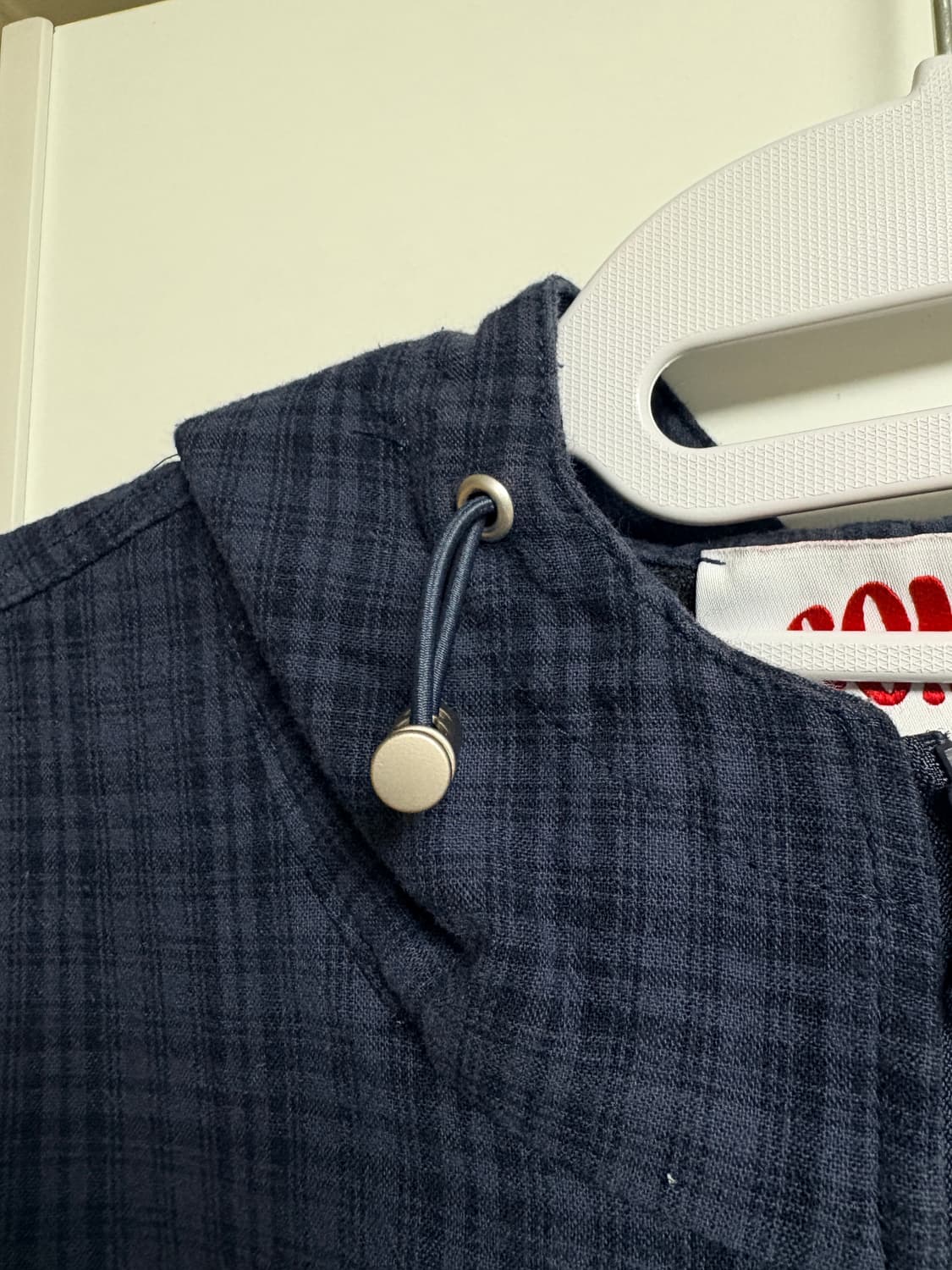 썸플레이스 잔체크 투 포켓 스트링 오버핏 캐주얼 후드 집업 [블루] 상품이미지6