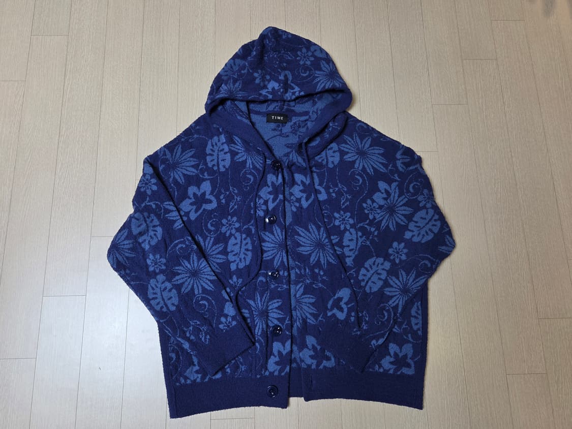 [정품] 타임옴므 플라워 디테일 테리 잉크 남성 후드 가디건 105  상품이미지1