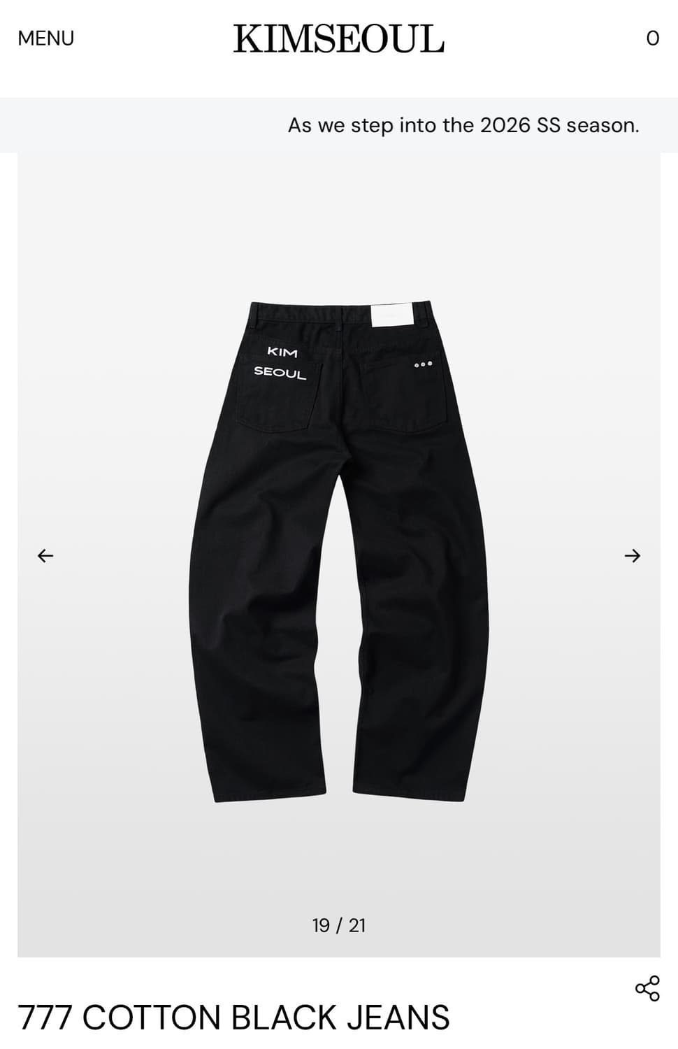 킴서울 kimseoul 코튼블랙진 블랙 L 사이즈 상품이미지1