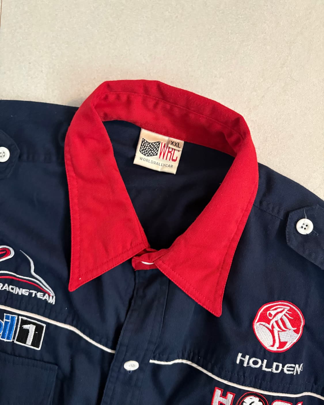 XXL WRC 네이비 자수 올드스쿨 레이싱 반팔 셔츠 상품이미지5