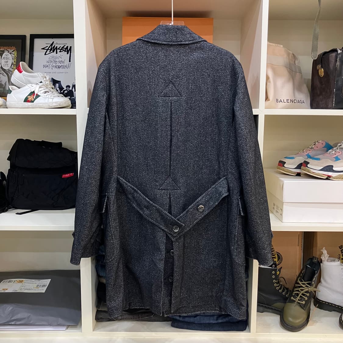 루이지 보렐리 그레이 헤링본 더블 브레스티드 코트 48 상품이미지3