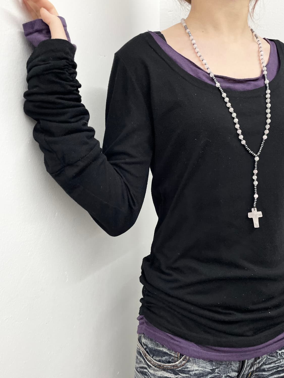 펑크 레이어드 셔링 워머 슬리브 상품이미지3