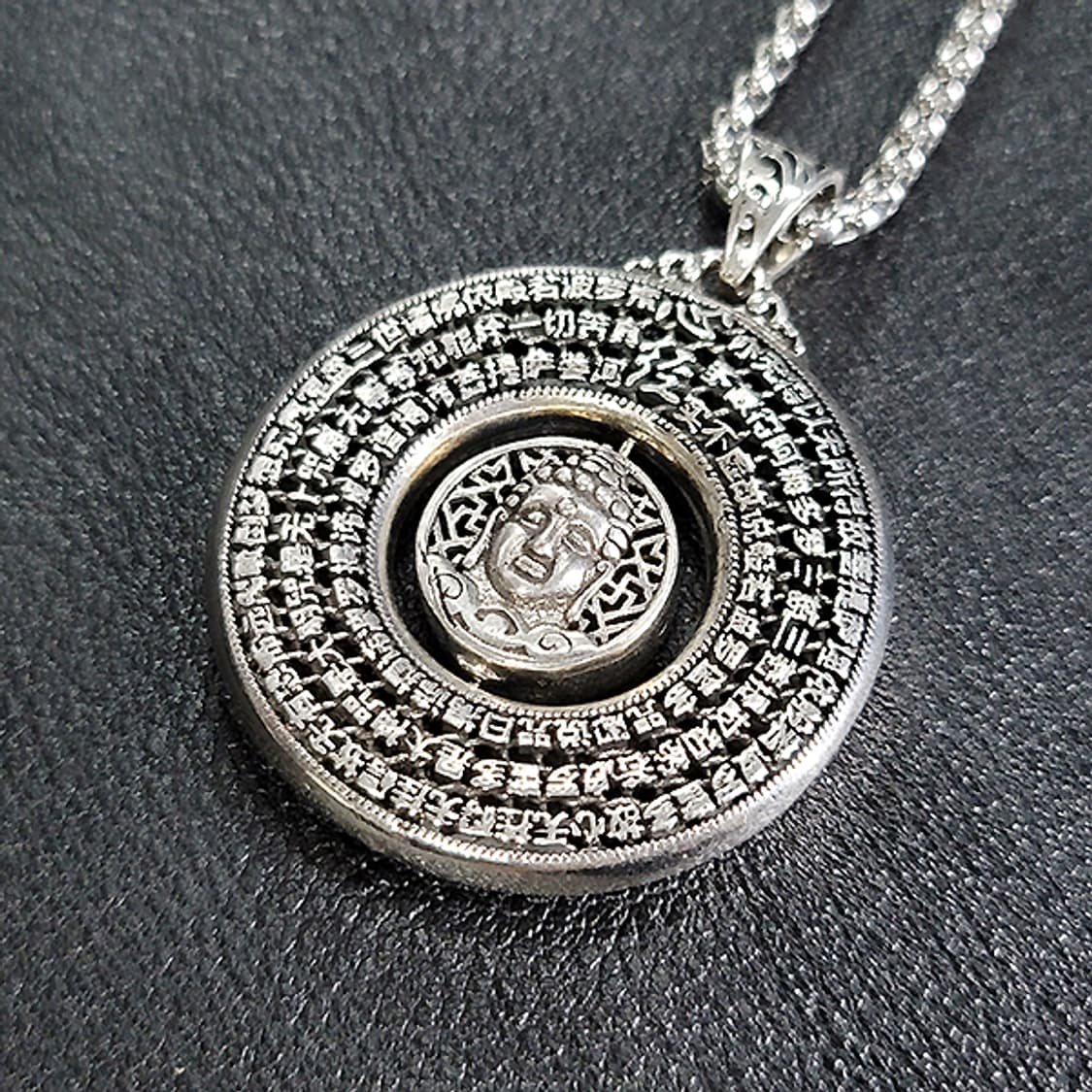 석가모니 백동 펜던트 엔틱 부처님 불교 원형 회전 만다라 남자 목걸이 상품이미지1