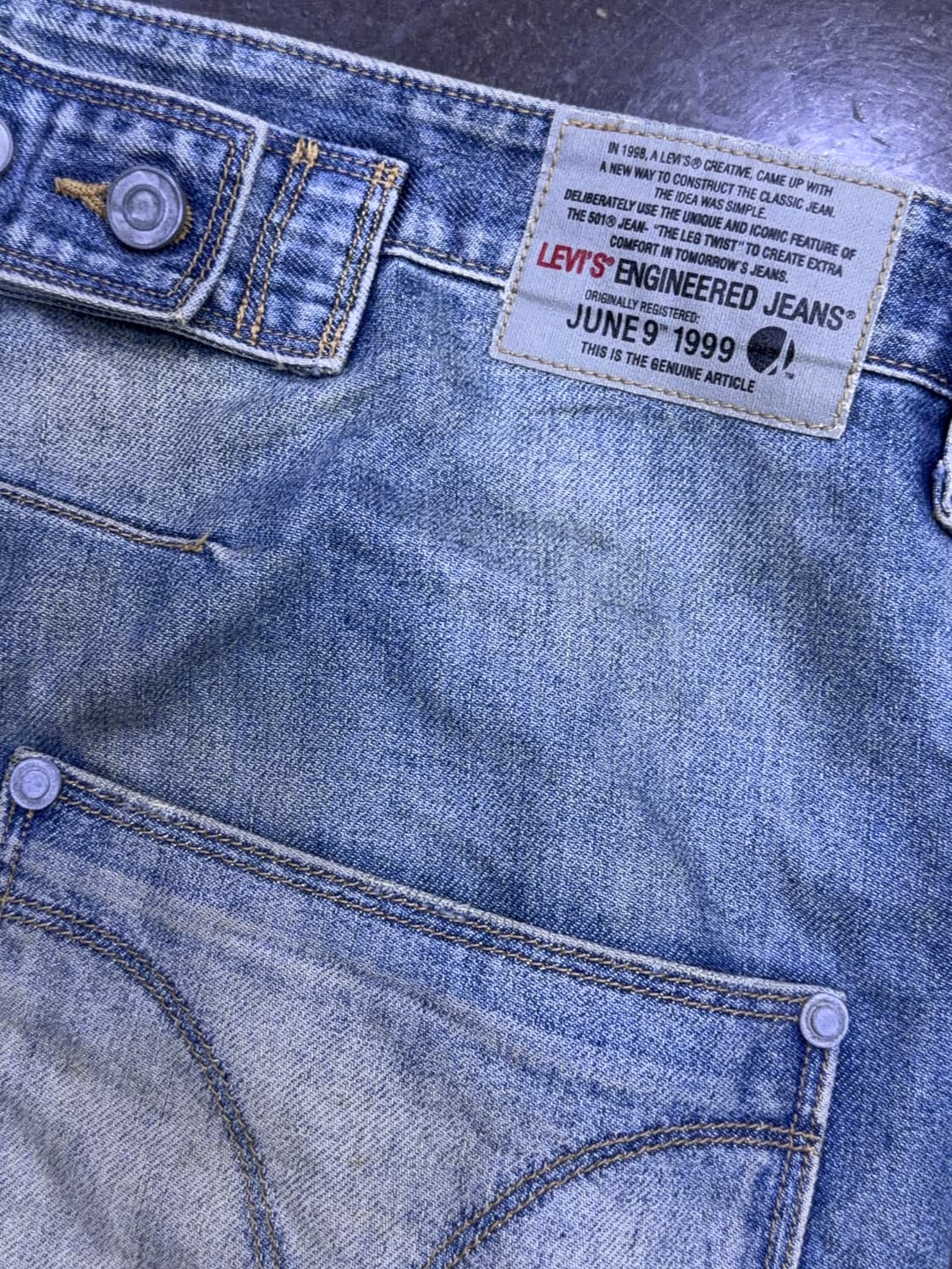 리바이스 엔지니어드진 백 벨트 빈티지 워싱 반바지 데님팬츠 36 상품이미지6