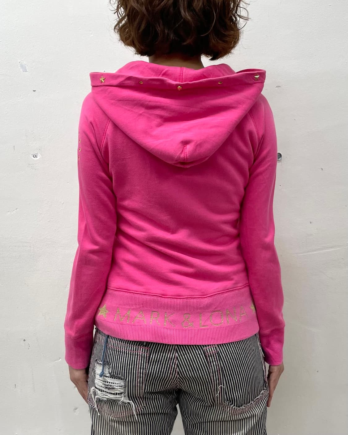 Skeleton Star Stud Pink Hoodie Zip-Up  상품이미지3