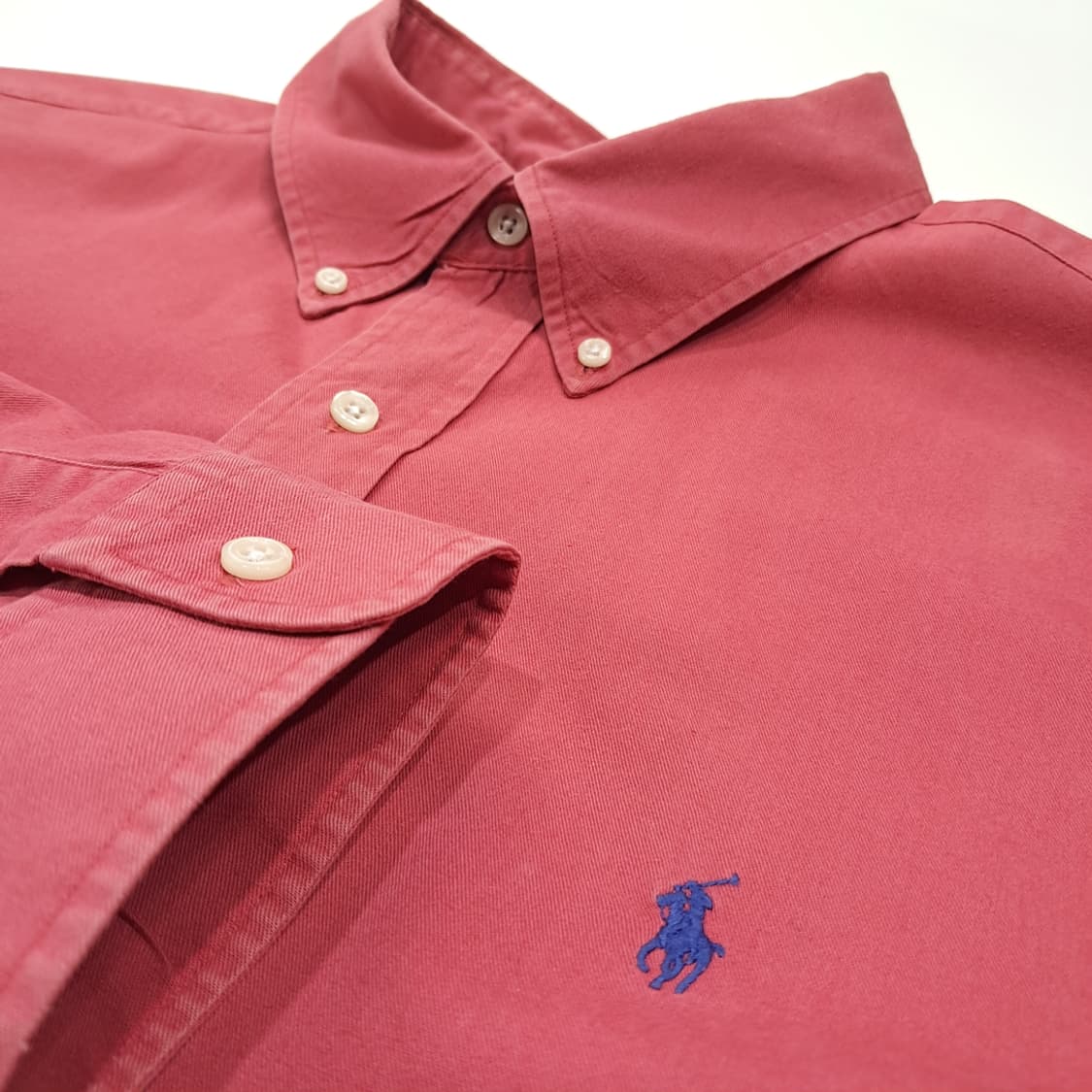 CL528 2XL 폴로 90s 코튼 버튼다운 빈티지 레드 셔츠 남방 상품이미지4