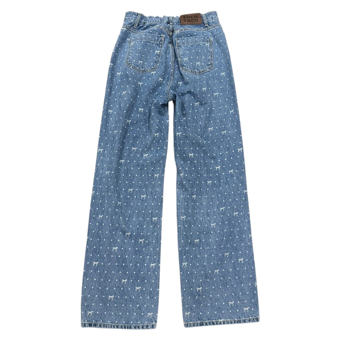 보카바카 리본 도트 땡땡이 패턴 데님팬츠 바지 L 상품이미지3