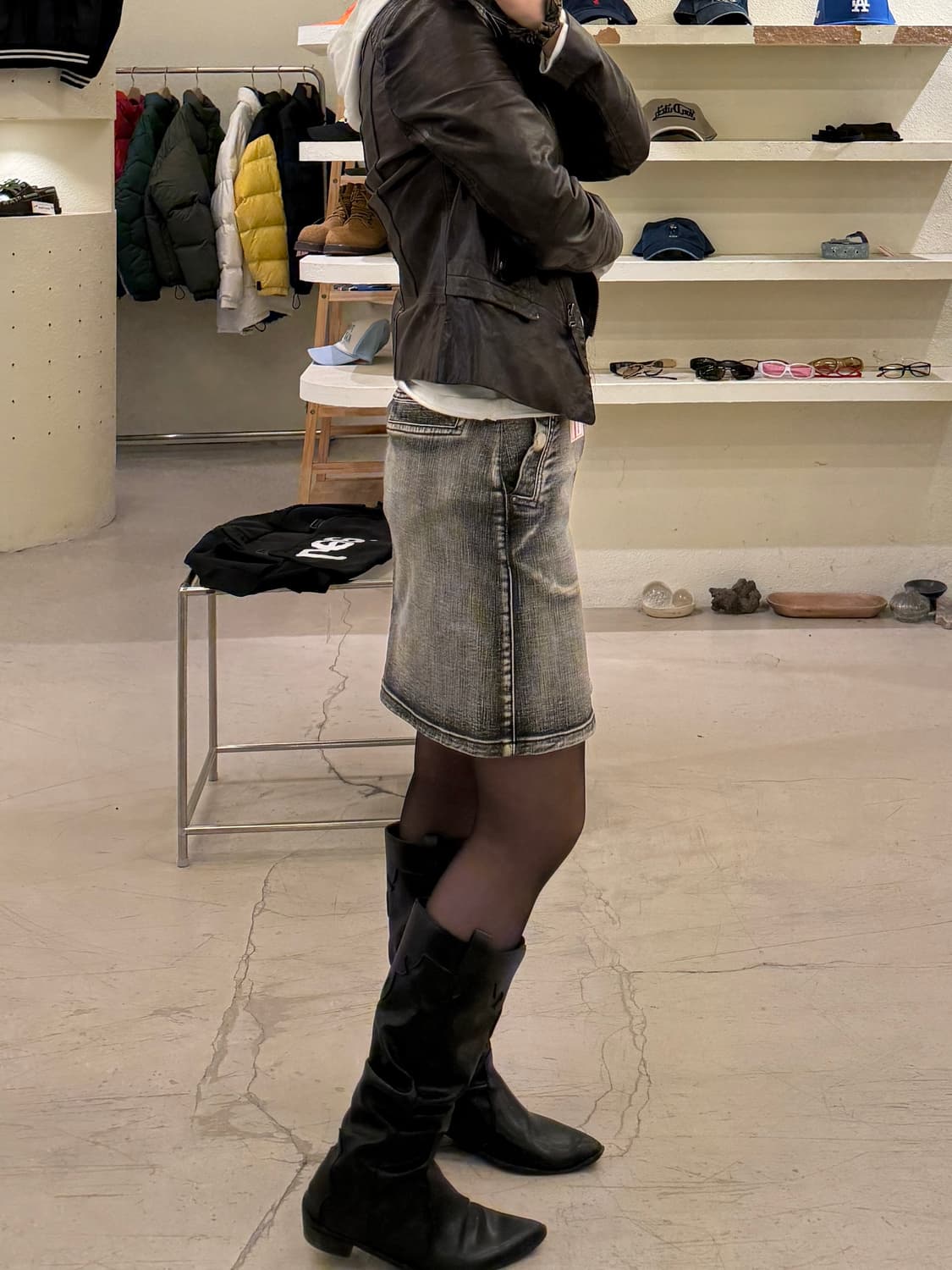 빈티지 워시드 데님 미디스커트 U987 상품이미지2