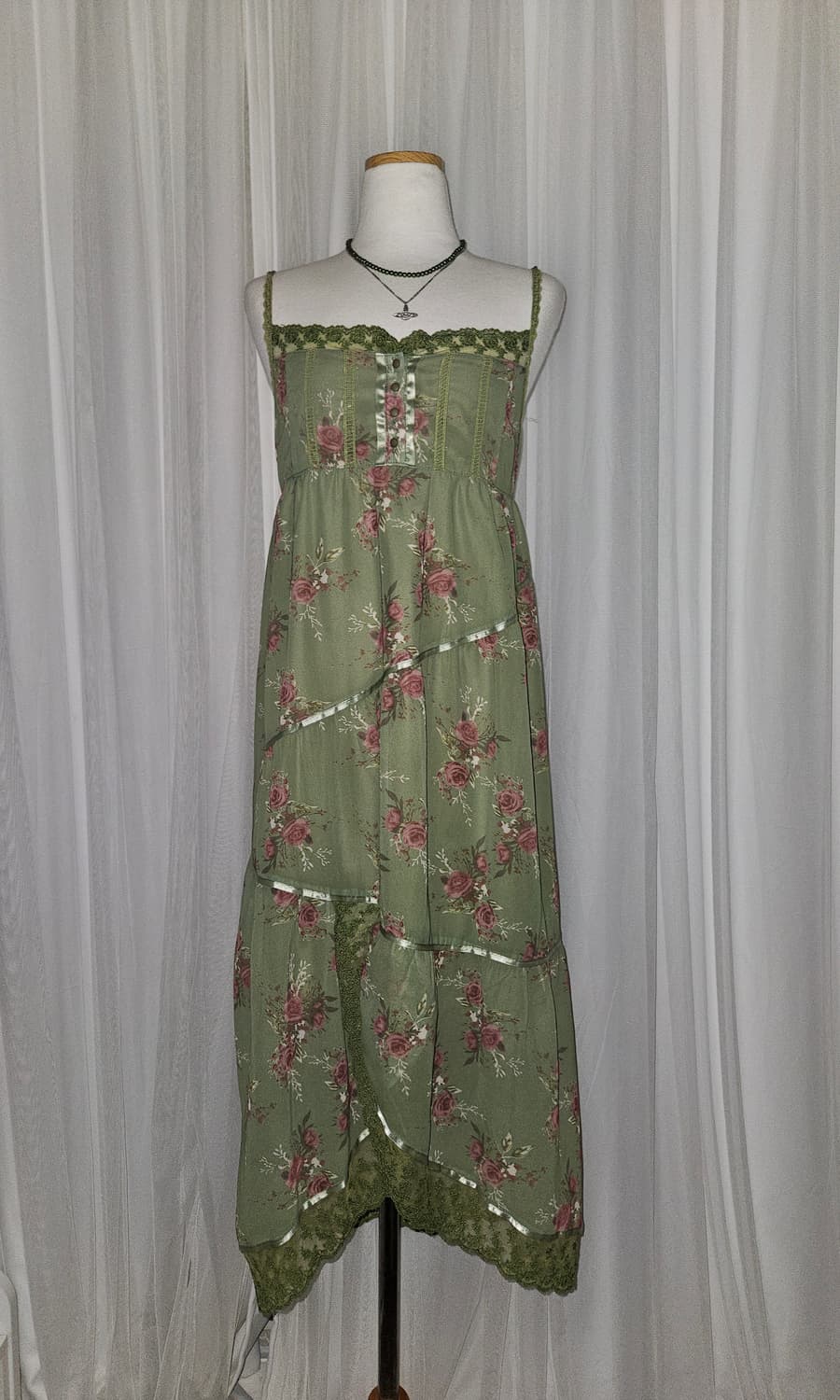 빈티지 로즈 그린가든 원피스 모리걸 히메갸루 페어리 그런지 니혼진 상품이미지2