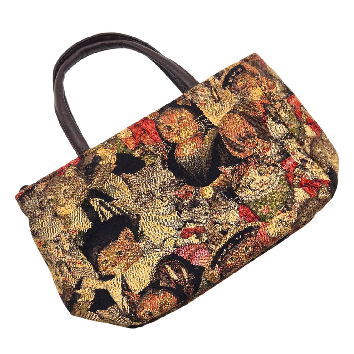 90s 야마토야 엔틱 고블랭 레더 고양이 핸드백 상품이미지3