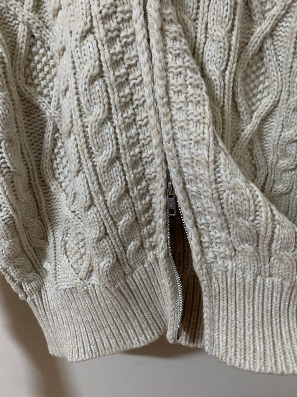 트릴리온 케이블 투웨이 후드 집업 니트 XL 크림 상품이미지3