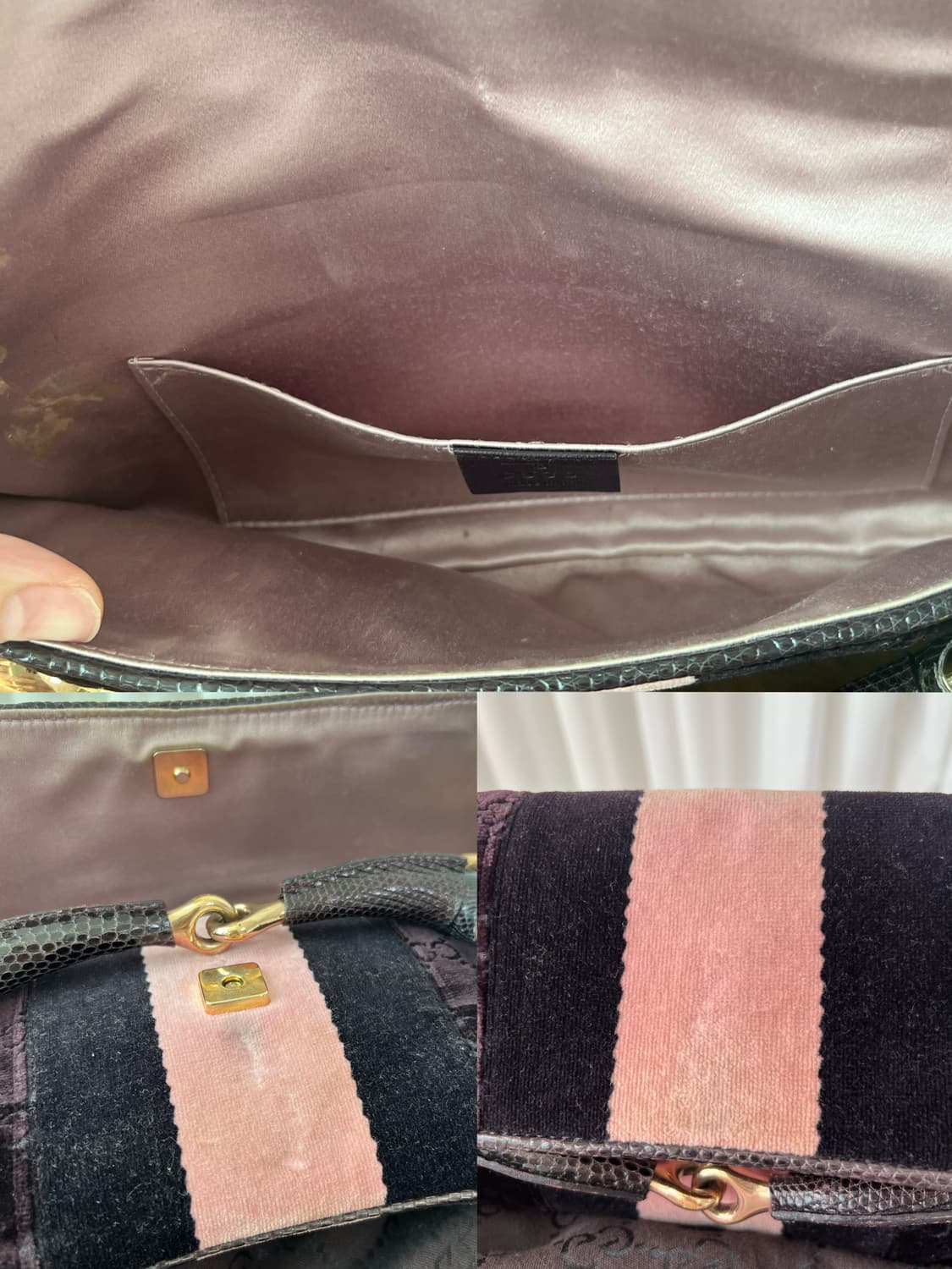 Rare 구찌 홀스빗 FW2004 벨벳 리자드 숄더백 상품이미지9