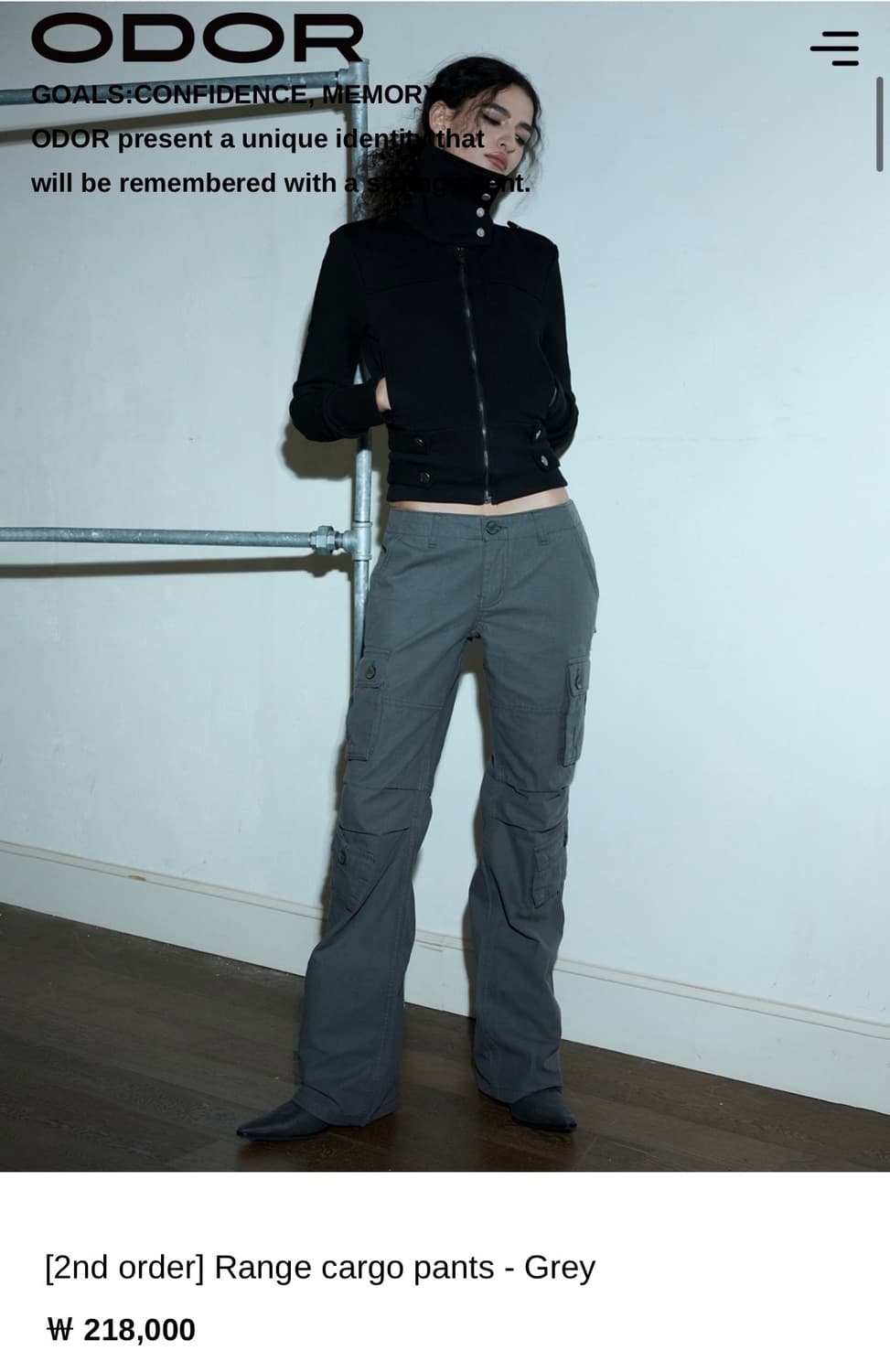 [새상품] 오도어 카고팬츠 카고바지 그레이 1size 상품이미지1