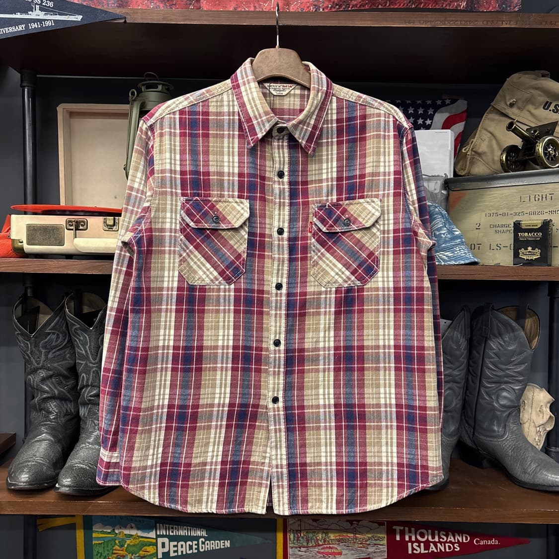 리바이스 오리지널 레드탭 헤비코튼 워크포켓 체크셔츠 N871 상품이미지1