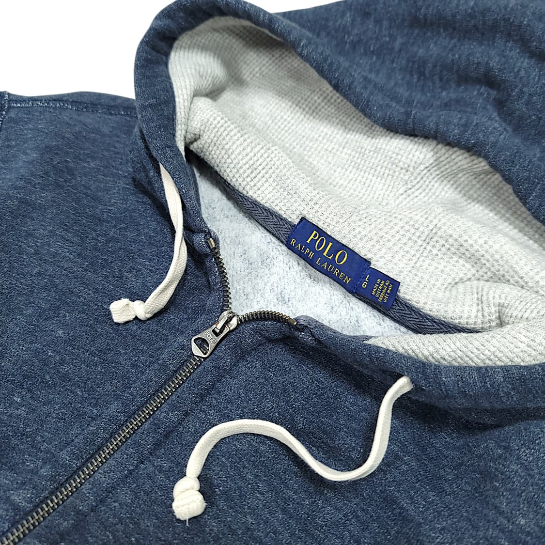 [L] 폴로 네이비 블루 인디고 기모 후드 집업 상품이미지8