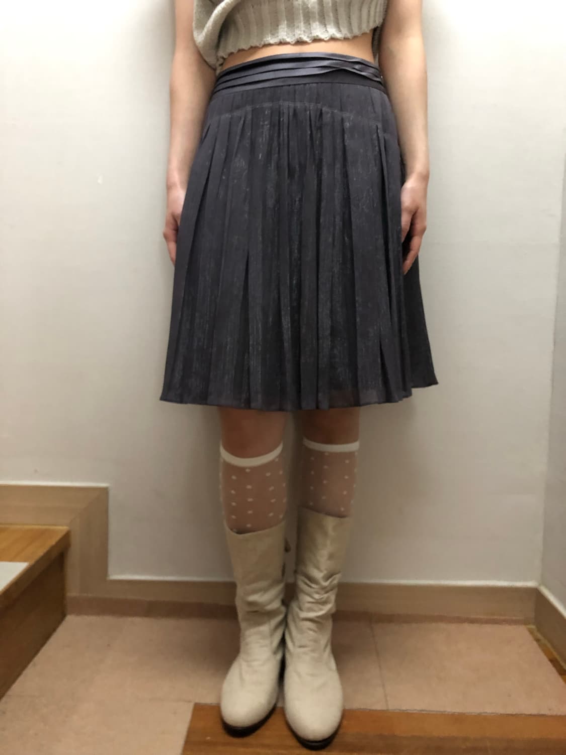빈티지 그레이 글리터 플리츠 스커트 상품이미지6