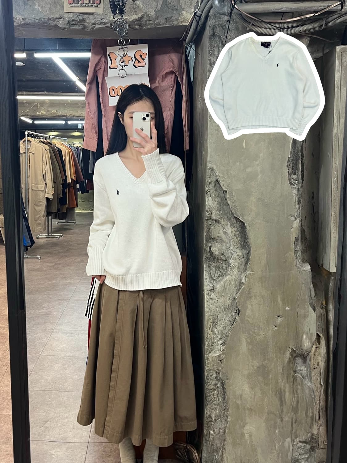 폴로 스포츠 브이넥 니트 화이트 XL #csz2995 상품이미지1