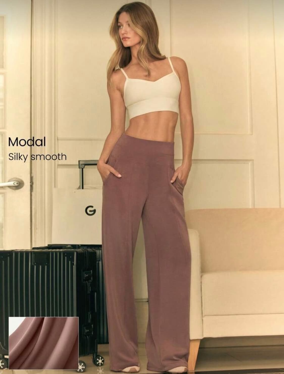 스포츠 모달 와이드 레그 팬츠 S 상품이미지1