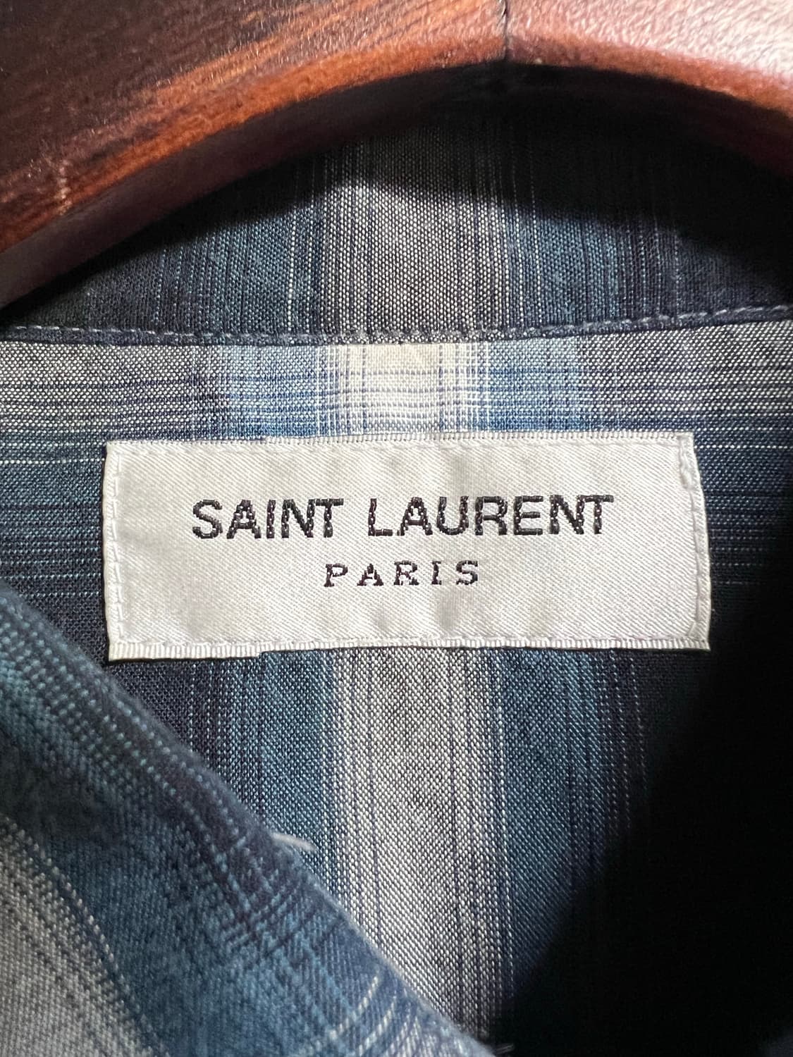 생로랑 블루 체크셔츠 상품이미지5